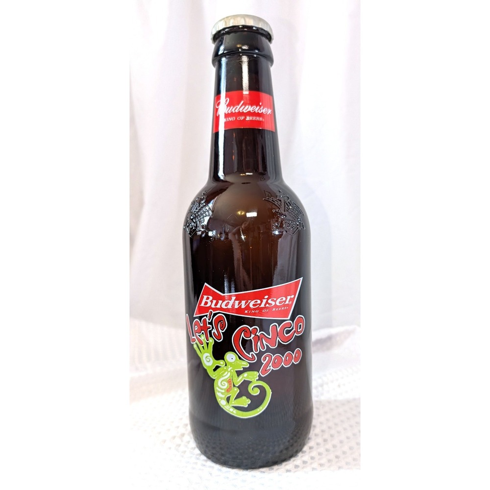 Budweiser  2000 Cinco de Mayo  Large Beer Bottle 15" Tall Glass  Embossed  Empty